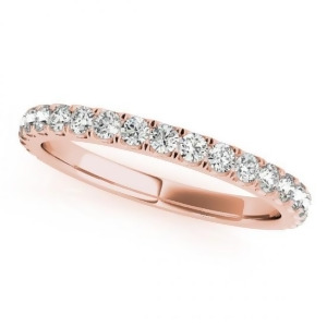 French Pave Diamond Ring Wedding Band 14k Rose Gold 0.45ct - All