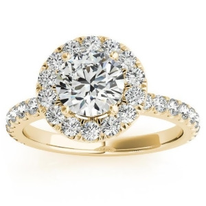 French Pave Halo Diamond Engagement Ring Setting 14k Yellow Gold 0.75ct - All
