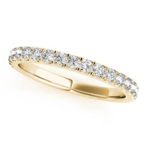 French Pave Diamond Ring Wedding Band 18k Yellow Gold 0.45ct - All