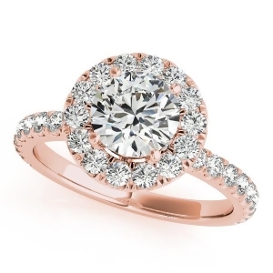 French Pave Halo Diamond Engagement Ring Setting 14k Rose Gold 2.50ct - All
