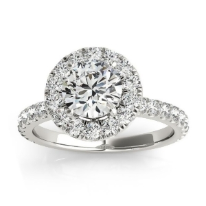 French Pave Halo Diamond Engagement Ring Setting Palladium 0.75ct - All