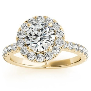 French Pave Halo Diamond Engagement Ring Setting 18k Yellow Gold 0.75ct - All