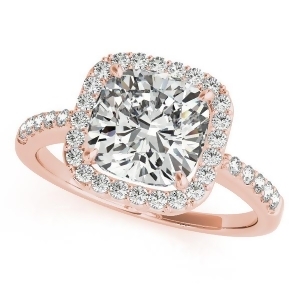 Cushion Cut Diamond Halo Engagement Ring 18k Rose Gold 1.00ct - All