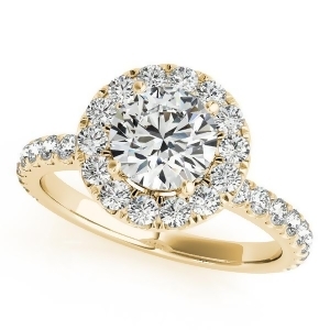 French Pave Halo Diamond Engagement Ring Setting 18k Yellow Gold 2.50ct - All