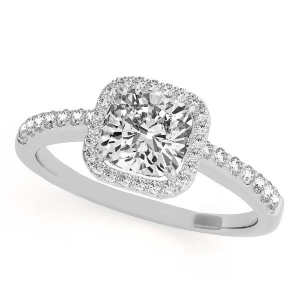 Cushion Cut Diamond Halo Engagement Ring Platinum 0.50ct - All