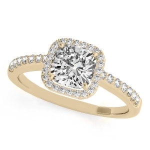 Cushion Cut Diamond Halo Engagement Ring 18k Yellow Gold 0.50ct - All