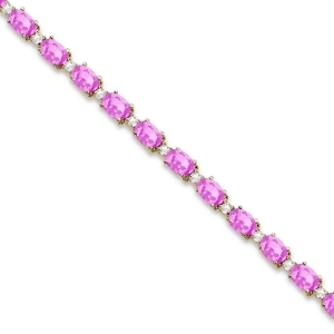 Pink Sapphire and Diamond Tennis Bracelet 14k Yellow Gold 12.00ct - All