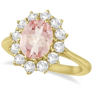 Oval Morganite and Diamond Ring 14k Yellow Gold 3.60ctw - All