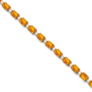 Citrine and Diamond Tennis Link Bracelet 14k Yellow Gold 12.00ct - All