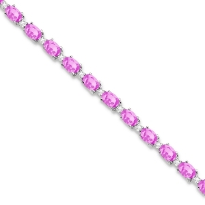 Pink Sapphire and Diamond Tennis Bracelet 14k White Gold 12.00ct - All