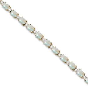 Opal and Diamond Tennis Link Bracelet 14k Yellow Gold 12.00ct - All