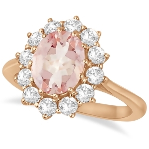 Oval Morganite and Diamond Ring 14k Rose Gold 3.60ctw - All