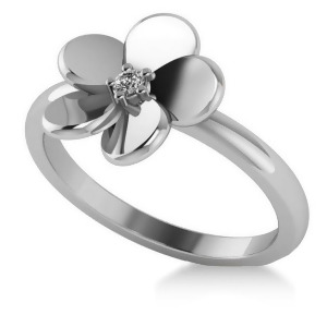Diamond Flower Ladies Fashion Ring 14k White Gold 0.03ct - All