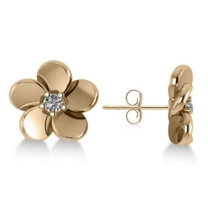 Diamond Flower Blossom Stud Earrings 14k Yellow Gold 0.06ct - All