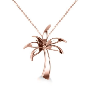 Summer Palm Tree Pendant Necklace in 14k Rose Gold - All