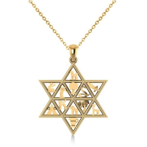 Star of David and 12 Tribes Religious Pendant Necklace 14k Yellow Gold - All