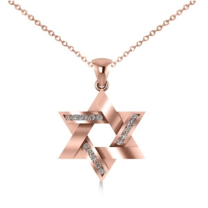 Diamond Star of David Pendant Necklace 14k Rose Gold 0.23ct - All
