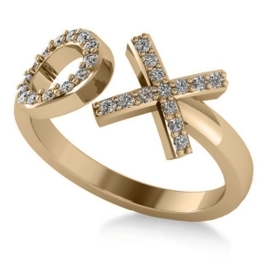 Ladies Diamond Hugs and Kisses Xo Fashion Ring 14k Yellow Gold 0.27ct - All
