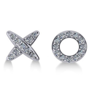 Diamond Mismatched Xo Stud Earrings 14k White Gold 0.21ct - All