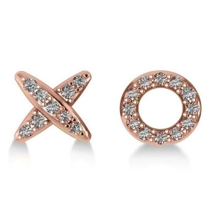 Diamond Mismatched Xo Stud Earrings 14k Rose Gold 0.21ct - All