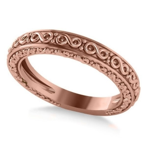 Infinity Design Etched Wedding Band 14k Rose Gold - All