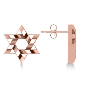 Contemporary Jewish Star of David Earrings in 14k Rose Gold - All
