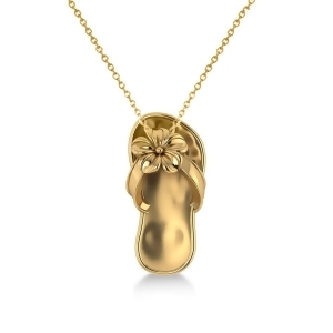 Summer Flip-Flop and Flower Pendant Necklace in 14k Yellow Gold - All