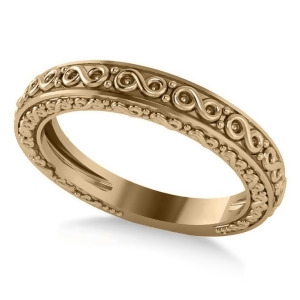 Infinity Design Etched Wedding Band 14k Yellow Gold - All