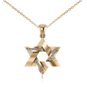 Diamond Star of David Pendant Necklace 14k Yellow Gold 0.23ct - All