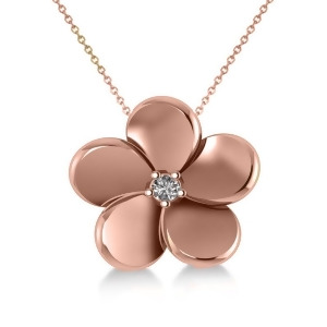 Diamond Flower Charm Pendant Necklace 14k Rose Gold 0.03ct - All