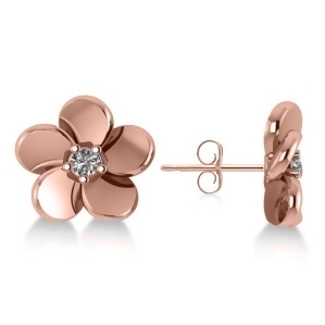 Diamond Flower Blossom Stud Earrings 14k Rose Gold 0.06ct - All
