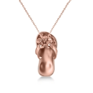 Summer Flip-Flop and Flower Pendant Necklace in 14k Rose Gold - All