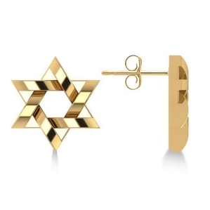 Contemporary Jewish Star of David Earrings in 14k Yellow Gold - All