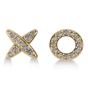 Diamond Mismatched Xo Stud Earrings 14k Yellow Gold 0.21ct - All