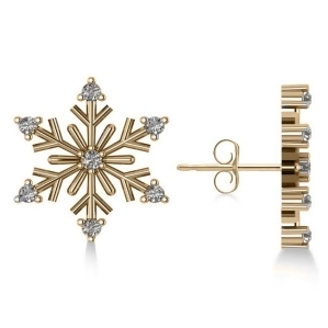 Diamond Snowflake Winter Earrings 14k Yellow Gold 0.15ct - All