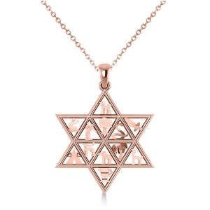 Star of David and 12 Tribes Religious Pendant Necklace 14k Rose Gold - All