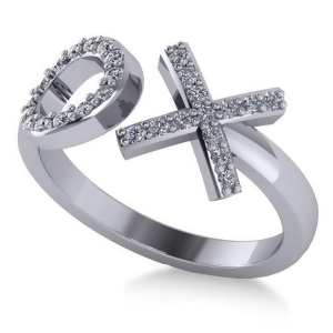 Ladies Diamond Hugs and Kisses Xo Fashion Ring 14k White Gold 0.27ct - All