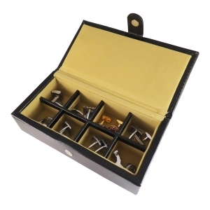 Eight Cufflinks Storage Box Black Leather - All