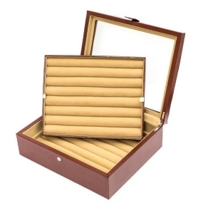 Thirty-six Pair Cufflinks Storage Case Brown Leather - All