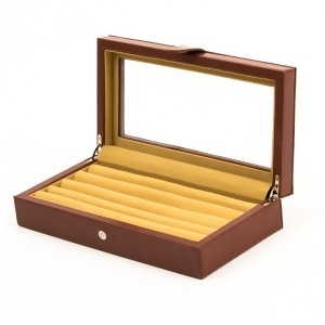 Twenty-pair Cufflinks Box Storage Case Brown Leather - All