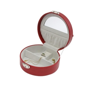 Red Leatherette Jewelry Box w/ Slots for Rings and Locking Clasp - All