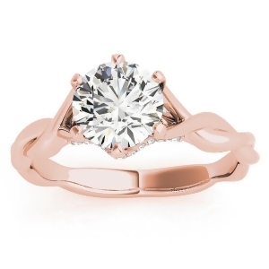 Diamond 6-Prong Twisted Engagement Ring Setting 18k Rose Gold .11ct - All
