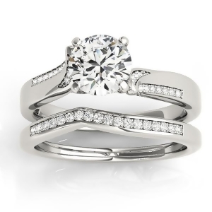Diamond Pave Swirl Bridal Set Setting Platinum 0.24ct - All