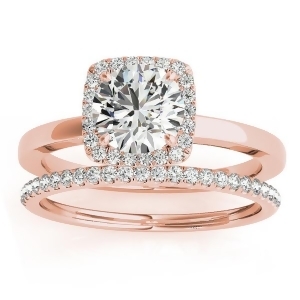 Diamond Halo Solitaire Bridal Set Setting 18k Rose Gold 0.20ct - All