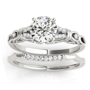 Diamond Antique Style Bridal Set Setting Platinum 0.18ct - All