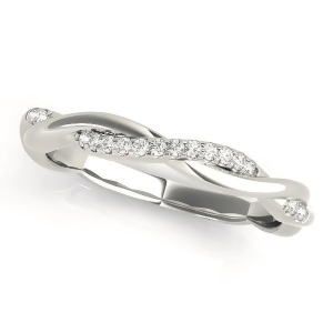 Diamond Twisted Pave Wedding Band Ring 18k White Gold 0.08ct - All