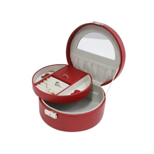 Red Leatherette Jewelry Box w/ Valet Slots for Rings and Compartments - All