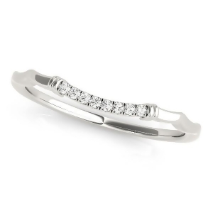 Diamond Pave Contoured Wedding Band Ring 18k White Gold 0.04ct - All