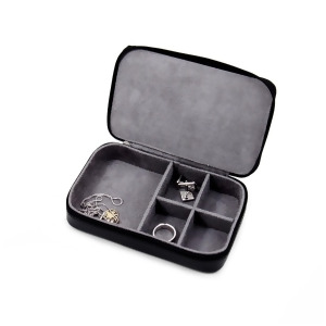 Leather Multi Compartment Jewelry Box with Zippered Closure - All