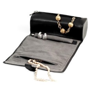 Leather Magnetic Clasp Jewelry Roll w/ Zippered Compartments - All